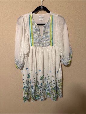 Islapayal White Floral Shirt Dress - Small